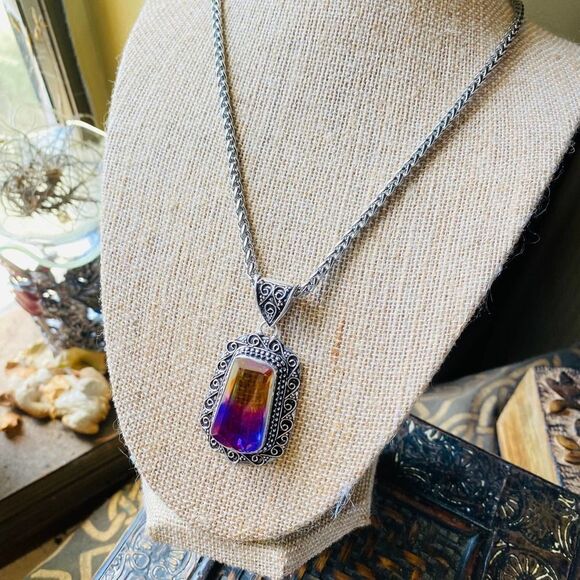 Sterling Purple/Yellow Tourmaline Necklace - Picture 4 of 4